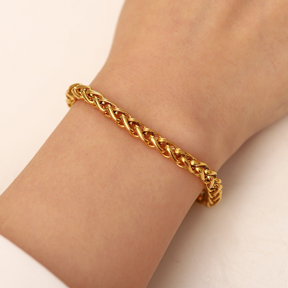 18K Gold Braided Chain Bracelet