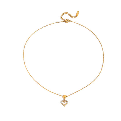 18K Gold Heart to Heart Dainty Pendant Necklace