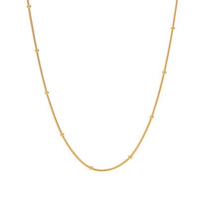 18K Gold Delicate Beaded Chain Choker Necklace