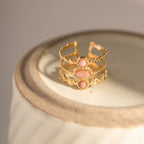 18K Gold Vintage Inspired Natural Stone Ring