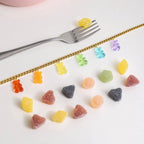 18K Gold Rainbow Color Gummy Bear Cuban Link Statement Charm Necklace