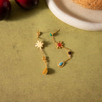 18K Gold Turquoise Gemstone Lure Stud Drop Earrings