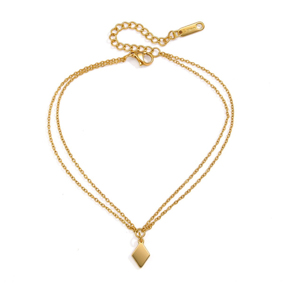 18K Gold Linked Double Chain Dainty Anklet