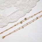 18K Gold Moonkiss Double Chain Heart Dainty Bracelet Stacks