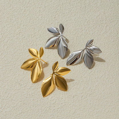 18K Gold Lush Flower Statement Stud Earrings