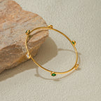 18K Gold Tiny Treasure Statement Slim Bangle Bracelet