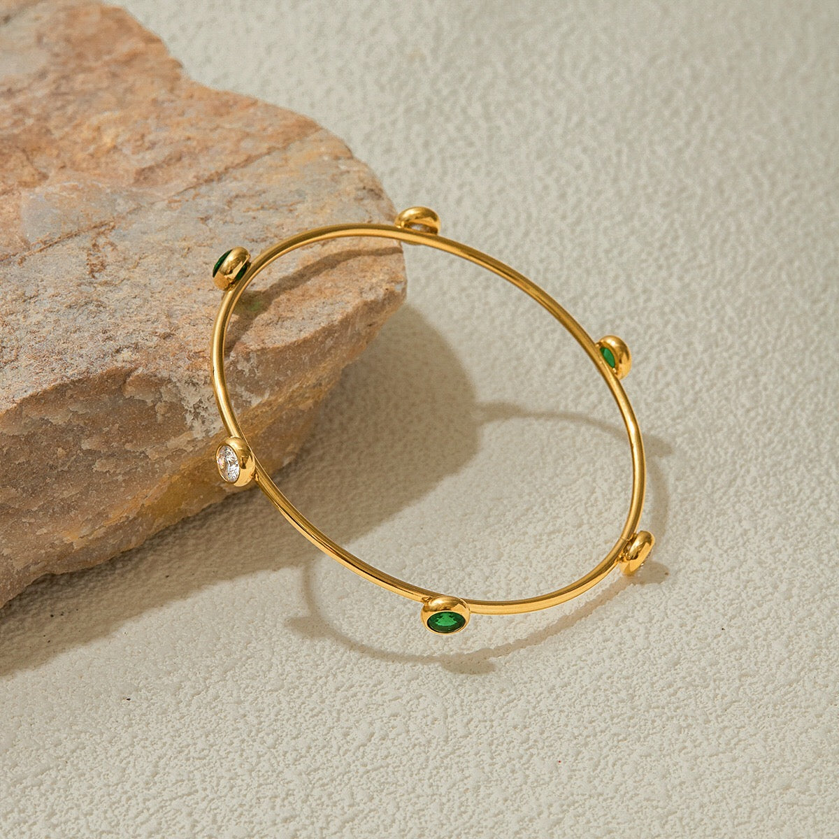 18K Gold Tiny Treasure Statement Slim Bangle Bracelet