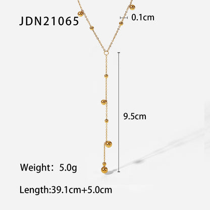 18K Gold Beaded Lariat Necklace