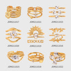 18K Gold Goddess Glow Four Leaf Clover Stacking Rings Set
