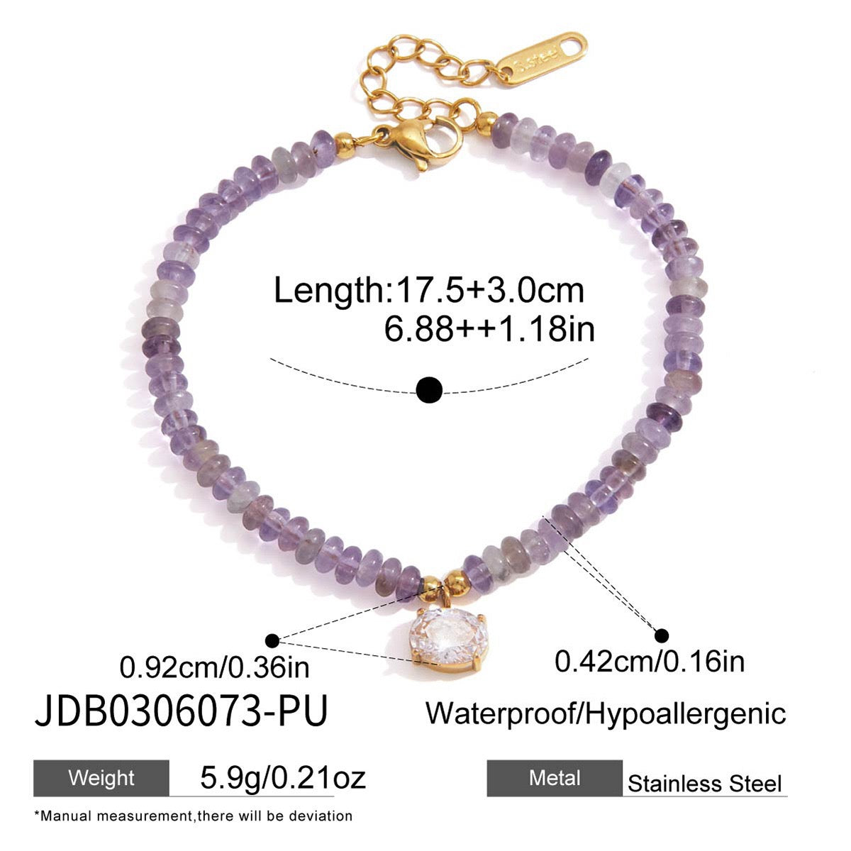 18K Gold Summer Carnival Color Beaded Charm Bracelet