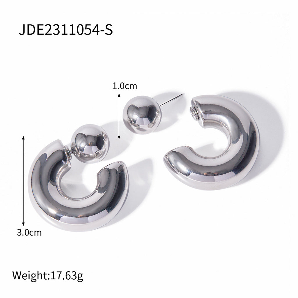 18K Gold Chunky Hoop Statement Huggie Earrings