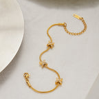18K Gold Waterproof Dainty Heart Hand Jewelry Chain Bracelet