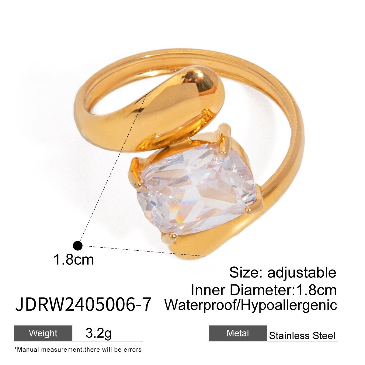 18K Gold Eternal Spark Statement CZ Cuff Ring
