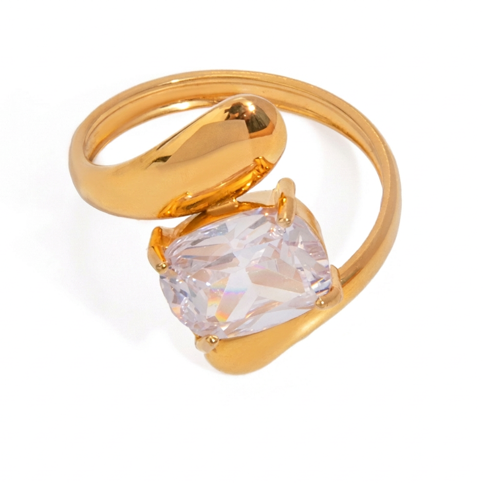18K Gold Eternal Spark Statement CZ Cuff Ring