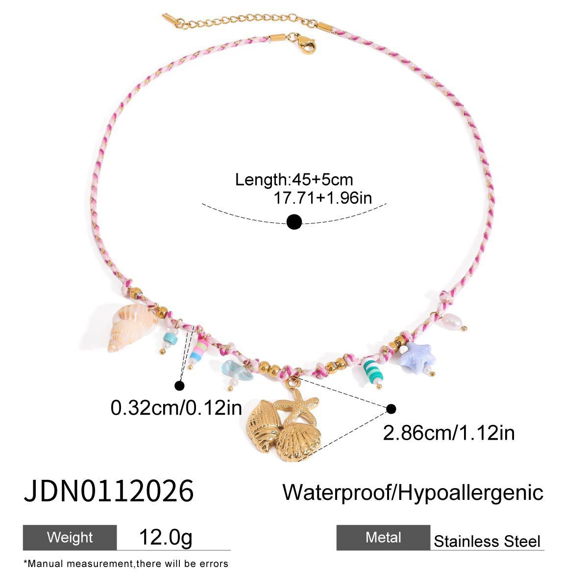18K Gold Color String Ocean Themed Charm Necklace