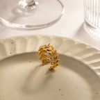 18K Gold Olive Branch Nature Band Ring