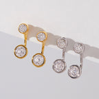 18K Gold and Silver Twin Flame Bezel Jacket Earrings