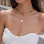 18K Gold Skin Deep Adjustable Lariat Chain Necklace