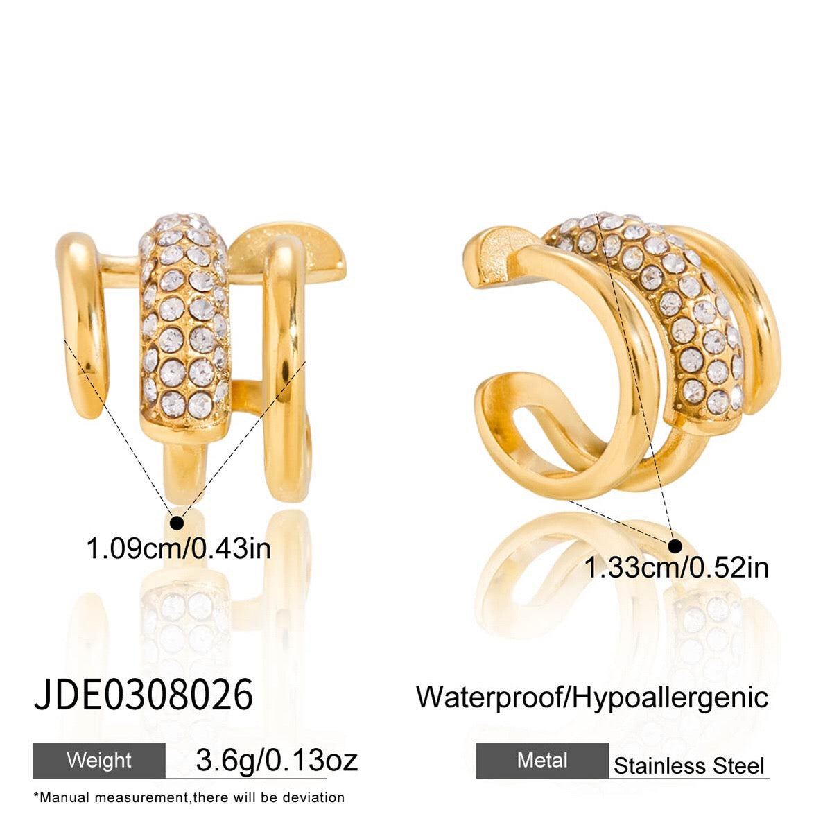 18K Gold Refined Glow Small Hoop Huggie Earrings Ear Cuffs Stack