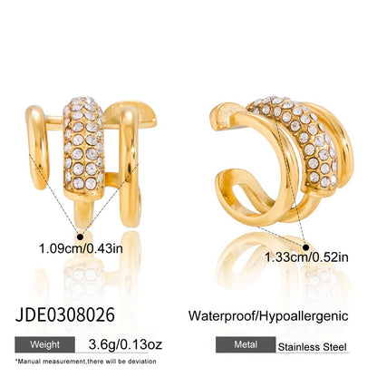 18K Gold Refined Glow Small Hoop Huggie Earrings Ear Cuffs Stack