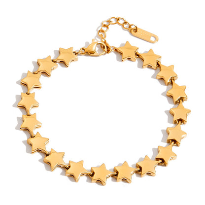 18K Gold Pink Dream Star Tennis Chain Bracelet Stack