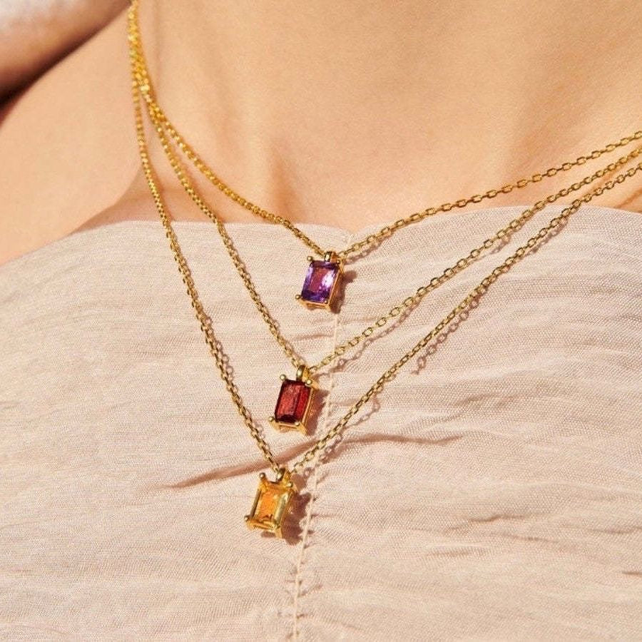 18K Gold Minimalist Birthstone Necklace