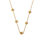 18K Gold Beaded Flower Chain Collar Necklace