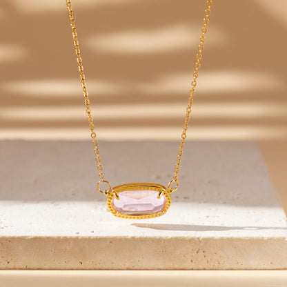 18K Gold Trendy Birthstone Pendant Necklace