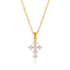 18K Gold Faith Minimalist Bling Cross Pendant Necklace