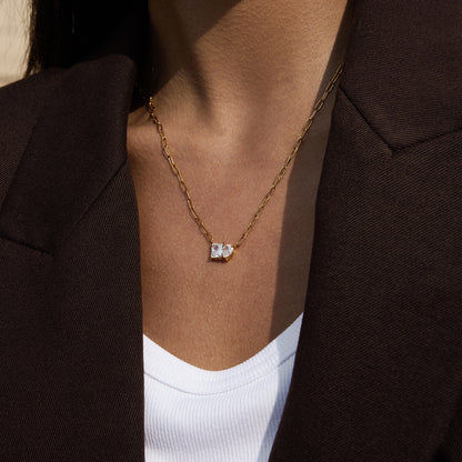 18K Gold Perfect Match Pendant Rope Chain Necklace Set