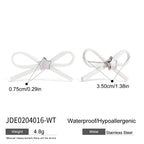 Pink Bow Cute Stud Silver Earrings