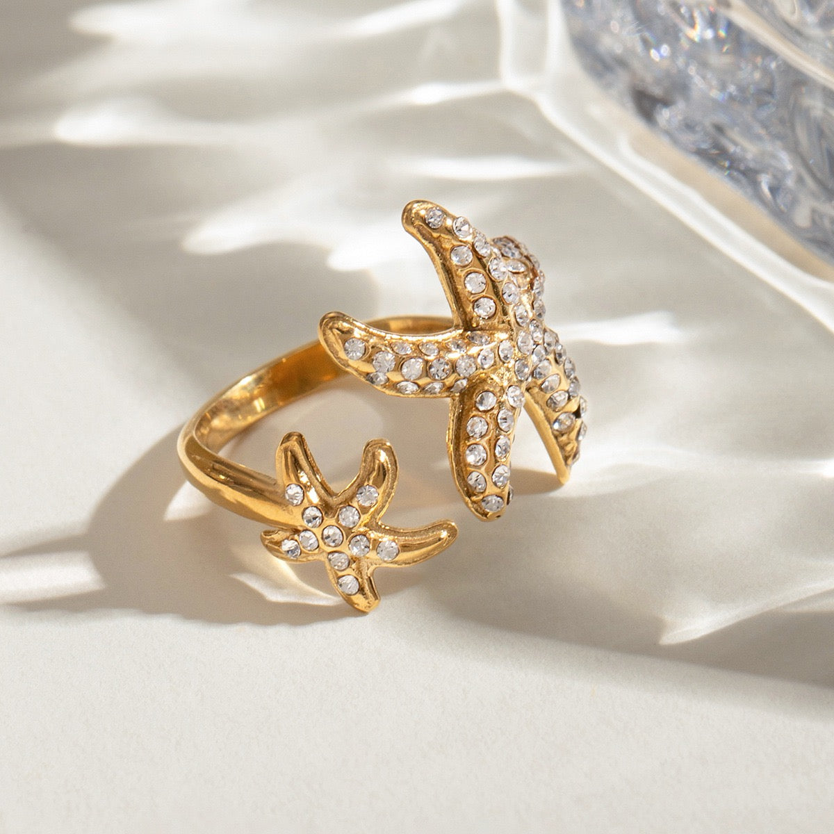 18K Gold Bling Starfish Statement Ring