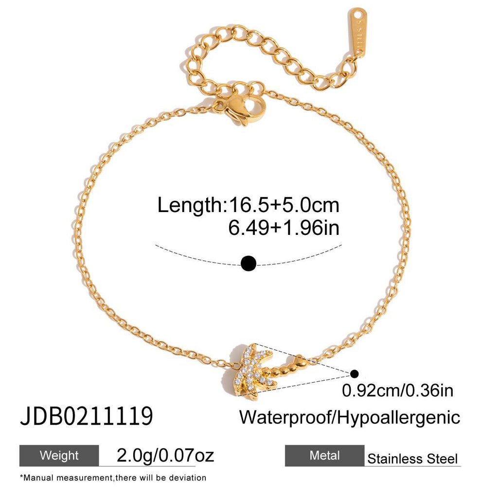 18K Gold Ocean Sparkle Seashell Palm Tree Small Hoop Huggie Earrings with Charm