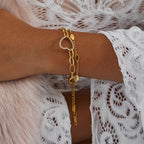 18K Gold Bling Heart Circle Chain Bracelet