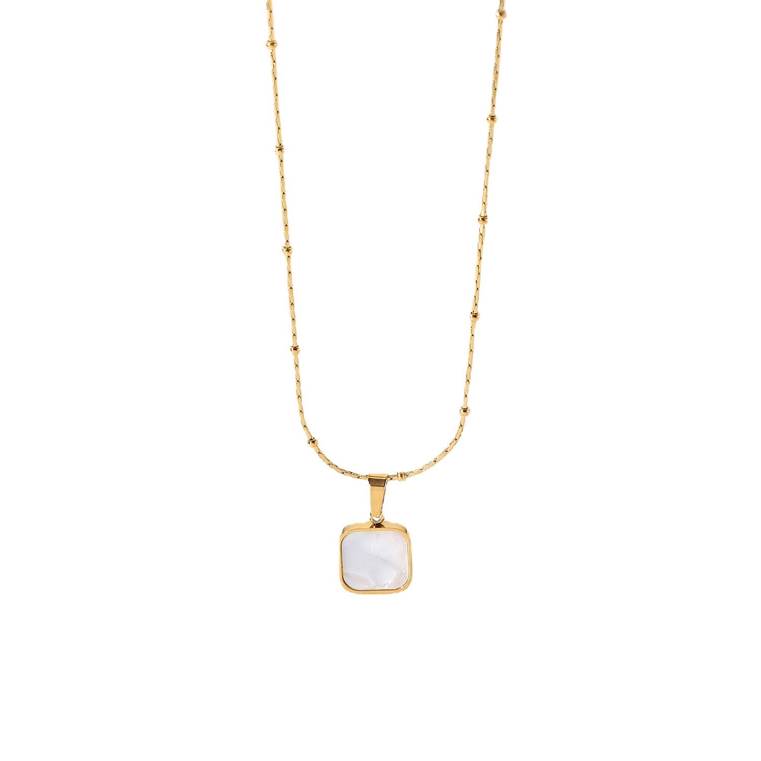 18K Gold Mother of Pearl Dainty Pendant Necklace