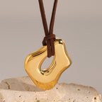 18K Gold Free Flow Geometric Statement Pendant Necklace