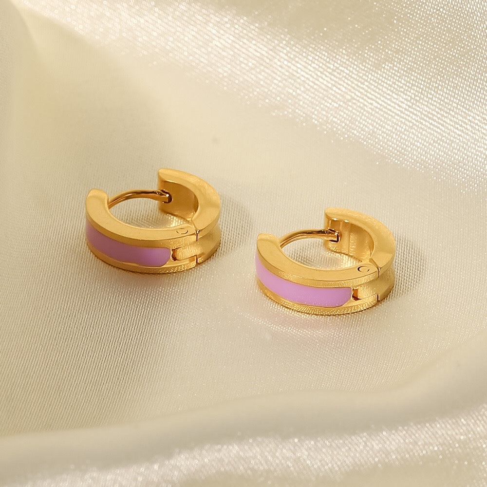 18K Gold Color Small Hoop Huggie Earrings