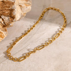 18K Gold Modern Figaro Chain Choker Necklace