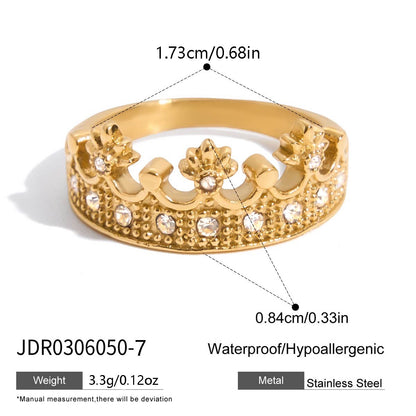18K Gold Princess Tiara Statement Ring