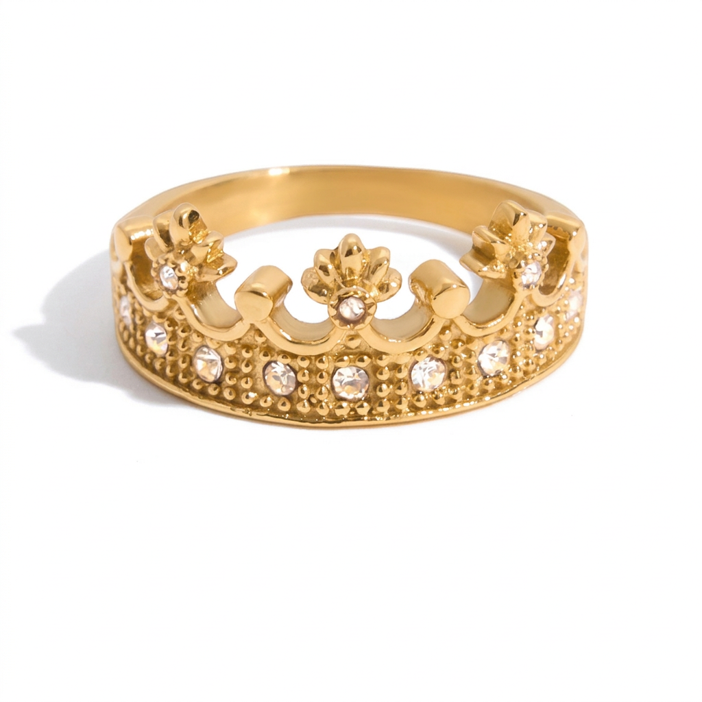18K Gold Princess Tiara Statement Ring
