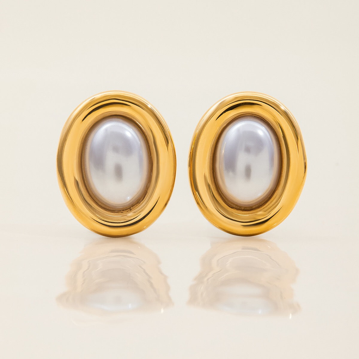 18K Gold Couture Pearl Statement Stud Earrings