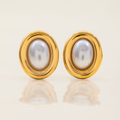 18K Gold Couture Pearl Statement Stud Earrings