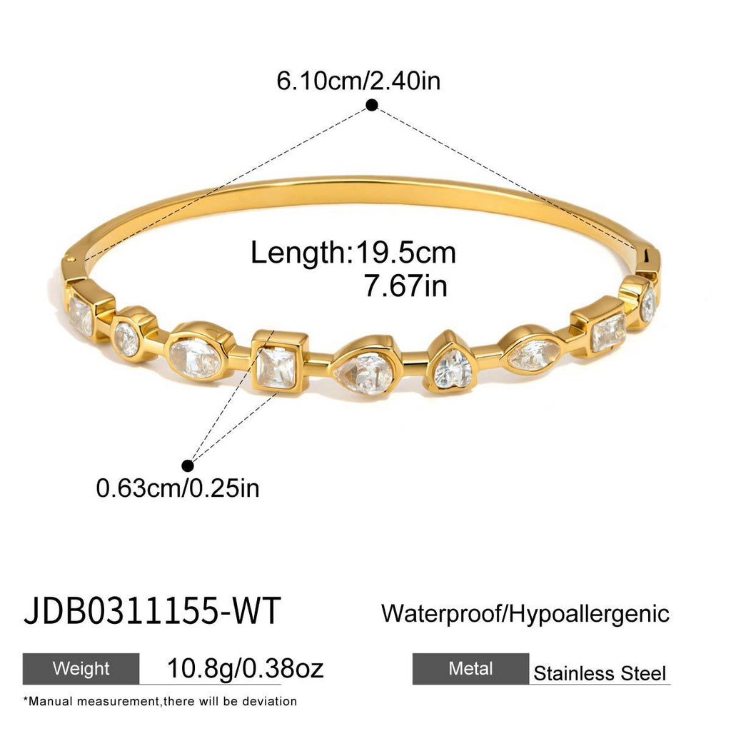 18K Gold Starlight Seduction Color Gem Bangle Bracelet