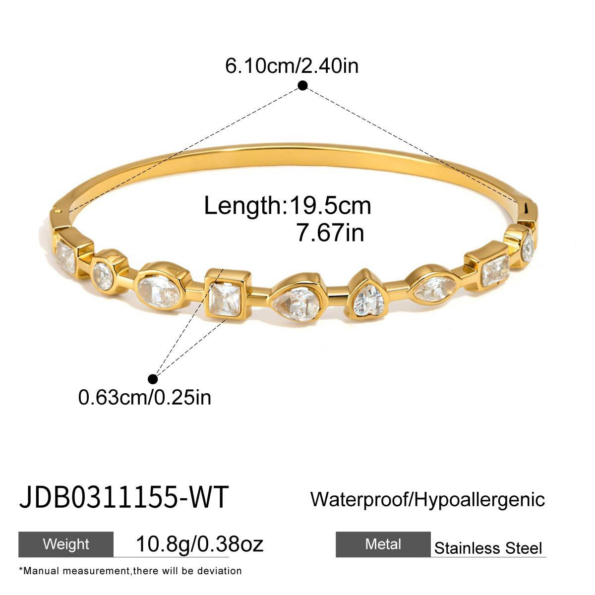 18K Gold Starlight Seduction Color Gem Bangle Bracelet