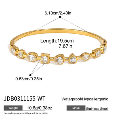 18K Gold Starlight Seduction Color Gem Bangle Bracelet