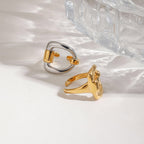 18K Gold and Silver Two Tone Geometric Statement Ring