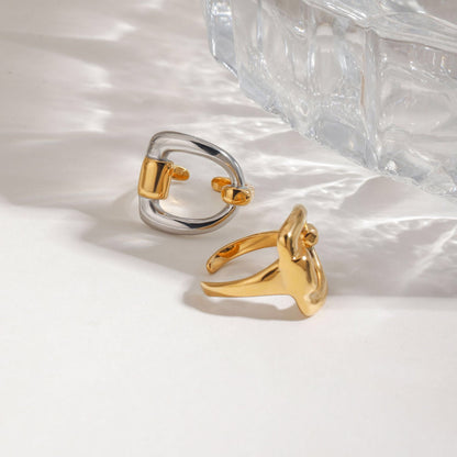 18K Gold and Silver Two Tone Geometric Statement Ring