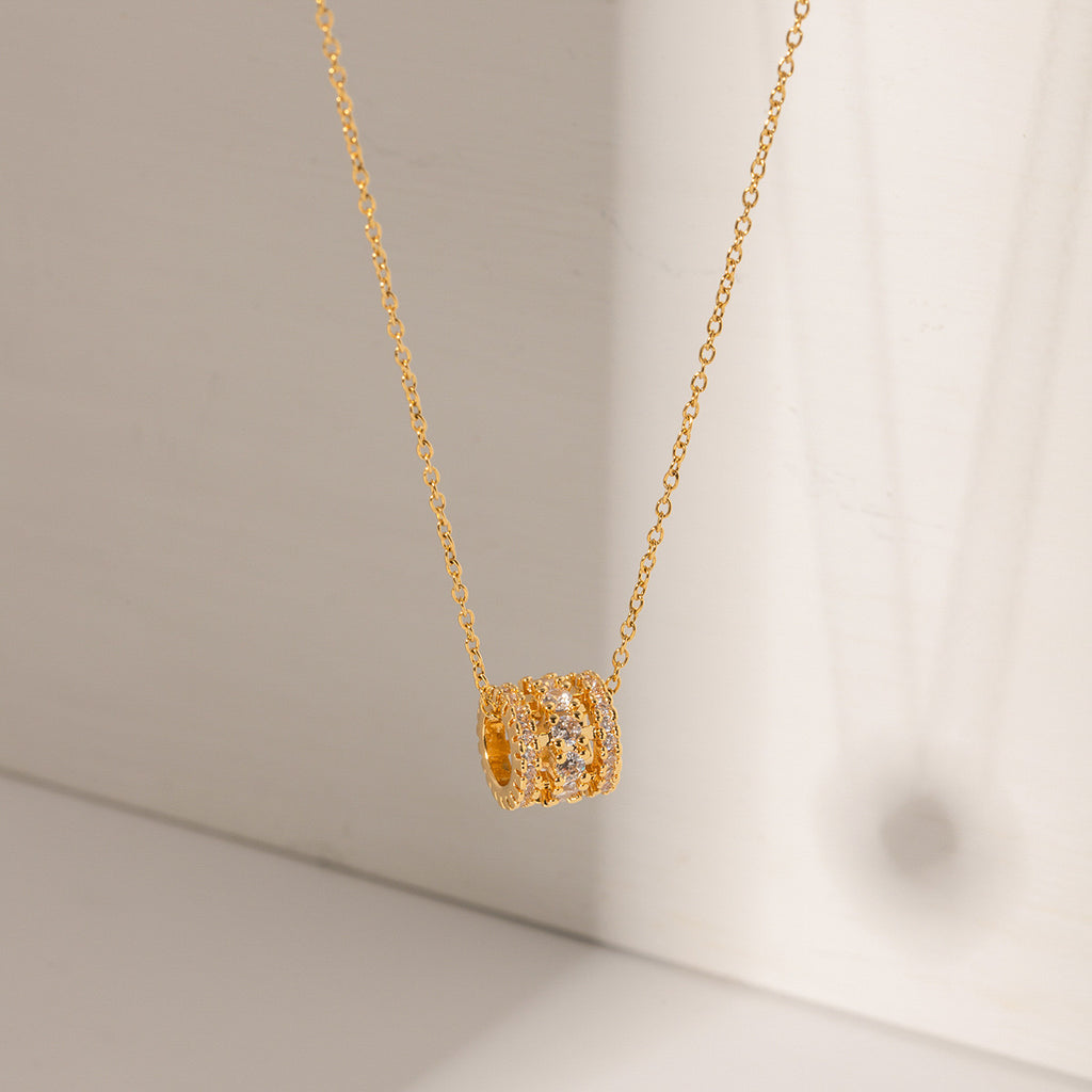 18K Gold Bling Ring Pendant Necklace