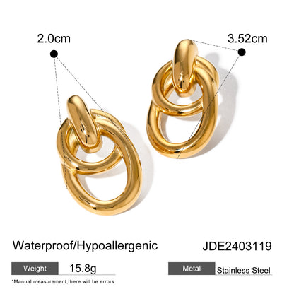 18K Gold Interlocked Statement Hoop Stud Earrings