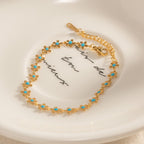 18K Gold Flower Blossom Chain Bracelet